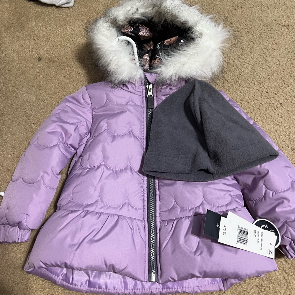 WeatherTamer Lavender / purple puffer jacket size 3T NWT.